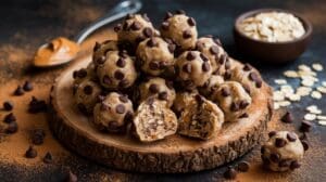 A plate of Chocolate Peanut Butter Protein Balls