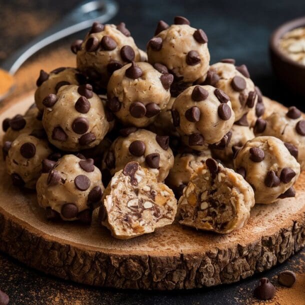 A plate of Chocolate Peanut Butter Protein Balls