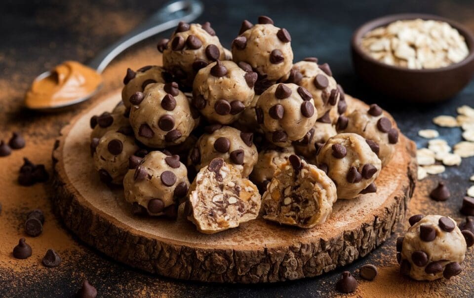 A plate of Chocolate Peanut Butter Protein Balls