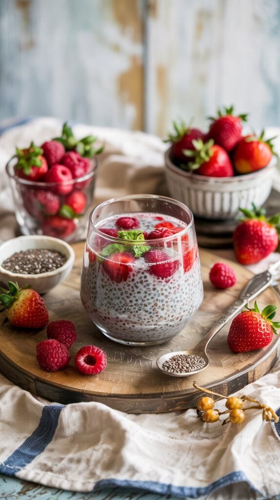 Looking for a De Bloat Drink for Constipation & Belly Puffiness? If bloating is caused by constipation or slow digestion, this berry chia de-bloat drink can help. The fiber supports regular digestion and helps reduce a swollen, bloated belly over time. One of the easiest belly fat burner drink recipes to support a flatter tummy naturally.